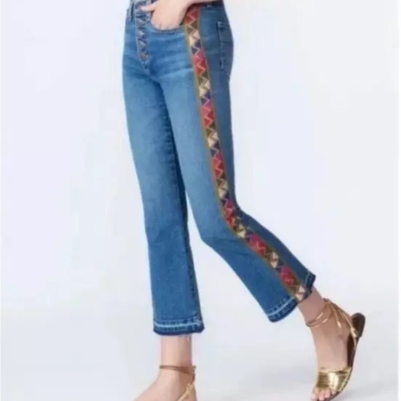 Veronica Beard Denim - Veronica Beard Carolyn 10" Baby Boot Embroidered Jeans Sz 29 Classic Wash